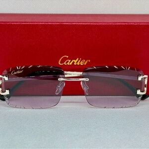 Cartier Men's Rimless Sunglasses in Gradient Plum with Silver Accents